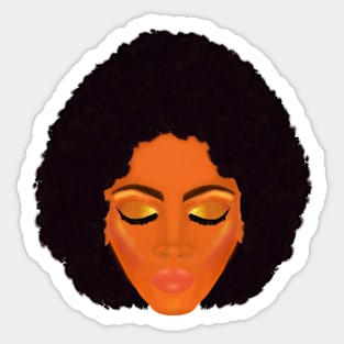 Chic Afro and Gold Makeup (Gray Background) Sticker